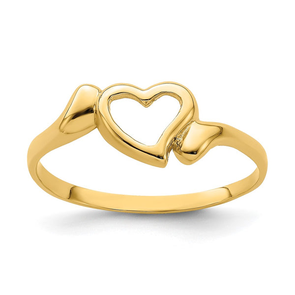 14K Gold Open Heart Swirl Ring