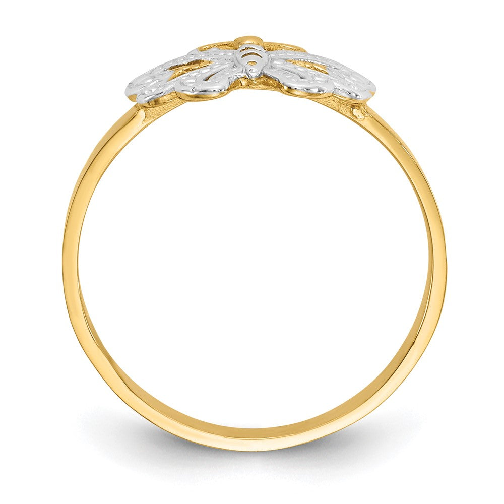 Shop Exclusive 14K White Gold Rhodium-Plated Butterfly Ring - Stylish Design!