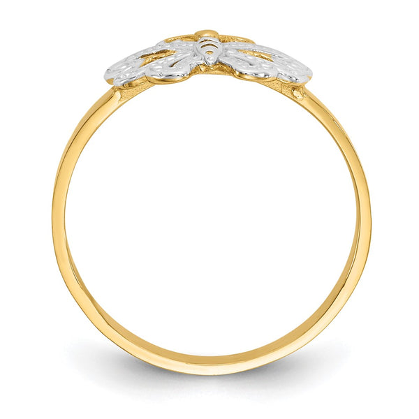 14K White Gold Rhodium-Plated Butterfly Ring