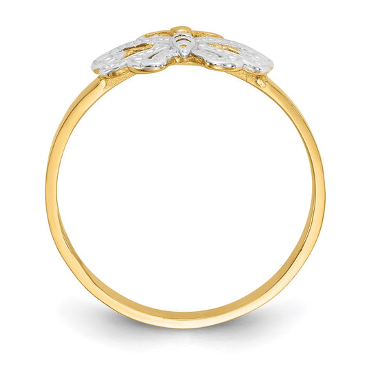 Shop Exclusive 14K White Gold Rhodium-Plated Butterfly Ring - Stylish Design!