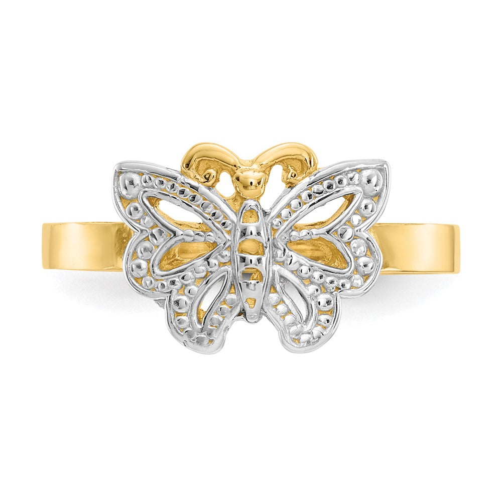 Shop Exclusive 14K White Gold Rhodium-Plated Butterfly Ring - Stylish Design!