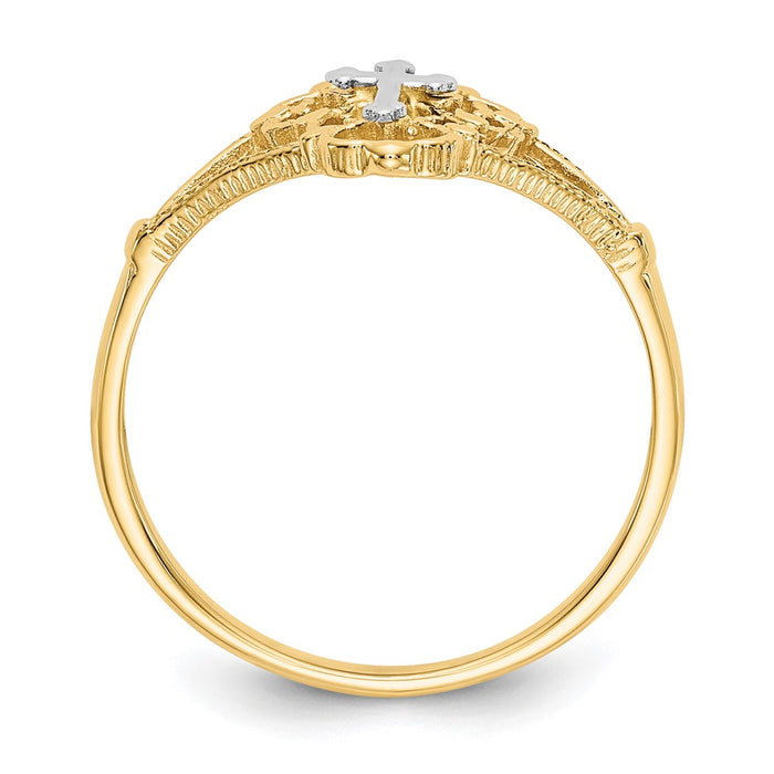 Buy Exclusive 14K Two-Tone Diamond-Cut Cross Ring - Stylish & Affordable!-2