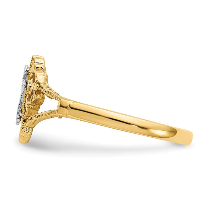 Buy Exclusive 14K Two-Tone Diamond-Cut Cross Ring - Stylish & Affordable!-3
