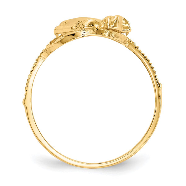 14K Two-Tone Diamond-Cut Cross Ring - Praying Hands