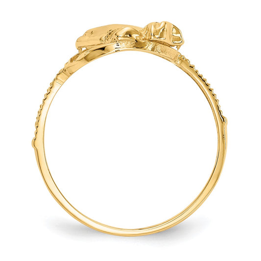 Buy Exclusive 14K Two-Tone Diamond-Cut Cross Ring - Stylish Praying Hands Design