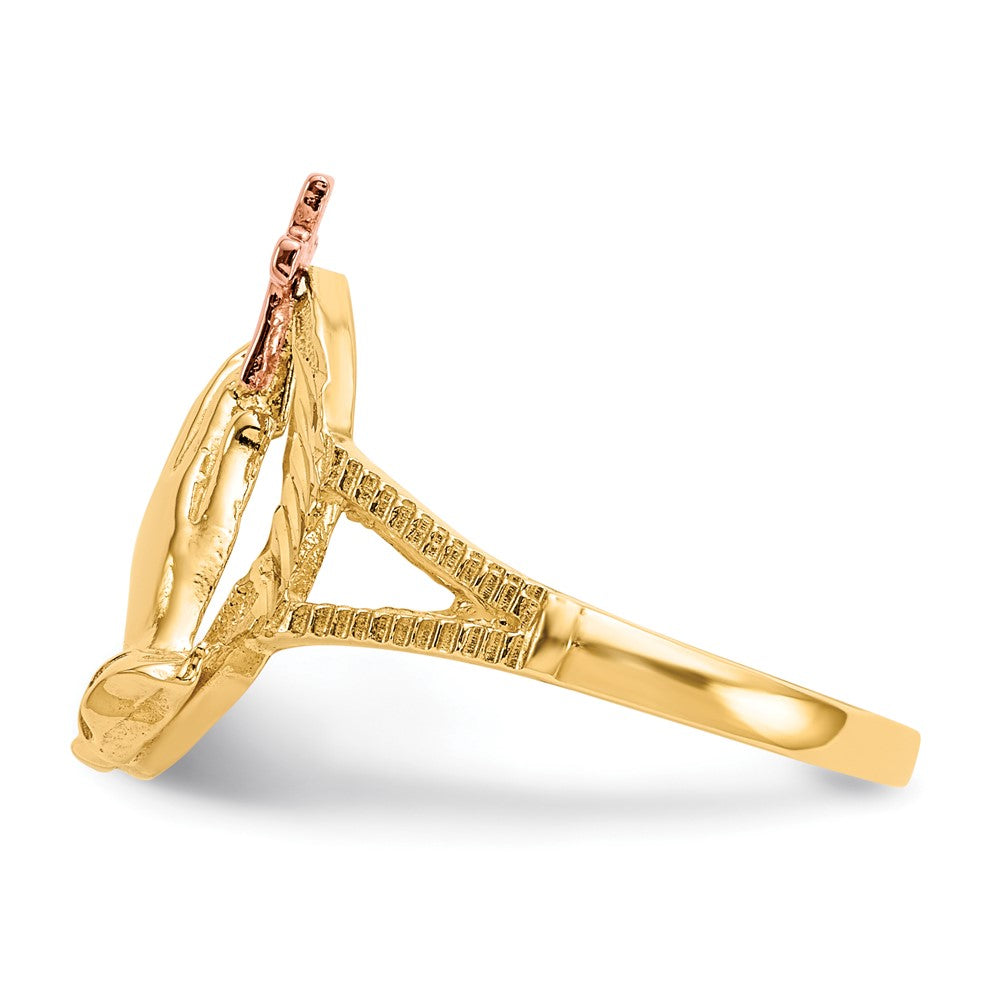 Buy Exclusive 14K Two-Tone Diamond-Cut Cross Ring - Stylish Praying Hands Design