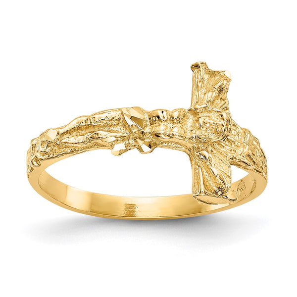 14K Diamond-Cut Cross Ring - Style GR1-1005961