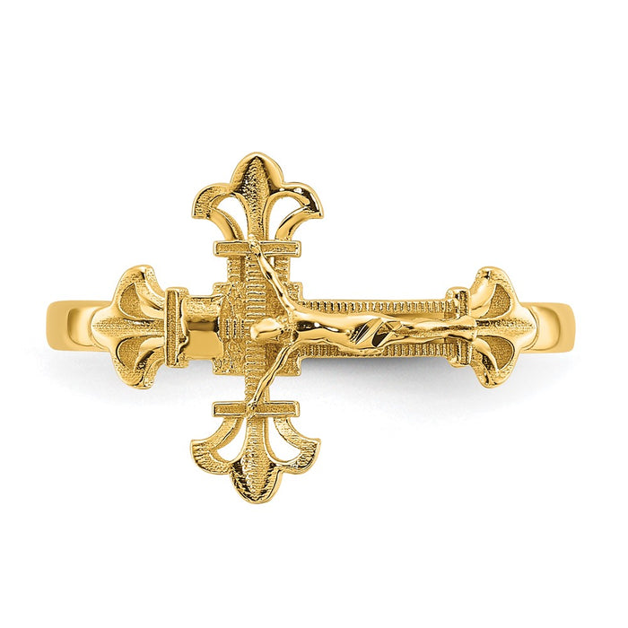 Exclusive 14K Diamond-Cut Crucifix Ring - Stylish & Affordable Luxury Jewelry-4