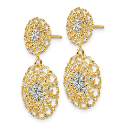 Exclusive 14K White Gold Filigree Medallion Drop Earrings - Stylish Value