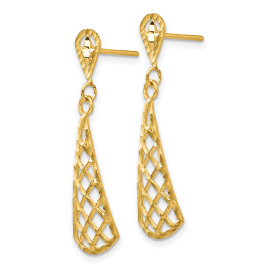 Buy 14K Diamond-Cut Inverted Fan Dangle Earrings - Stylish & Affordable!