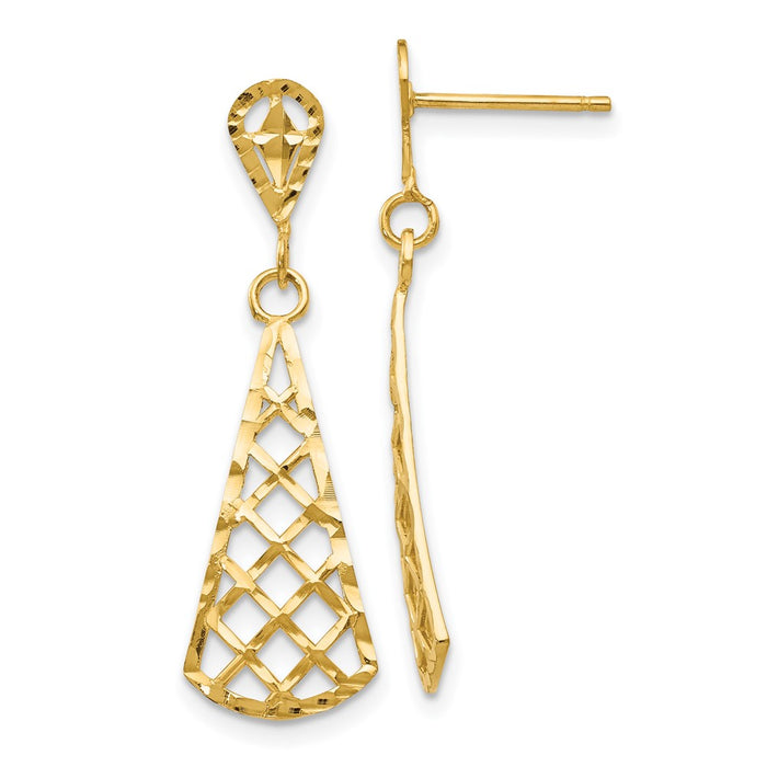 Buy 14K Diamond-Cut Inverted Fan Dangle Earrings - Stylish & Affordable!-1