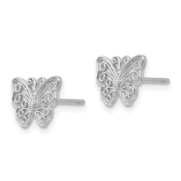 14K White Gold Butterfly Stud Earrings - Style GR1-1017333