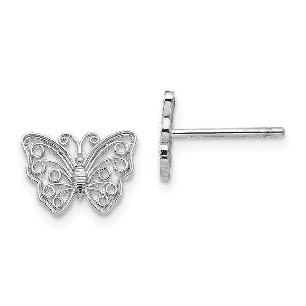 14K White Gold Butterfly Stud Earrings - Style GR1-1017333