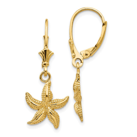 Buy Stylish 14K Gold Starfish Leverback Earrings - Exclusive Design & Value
