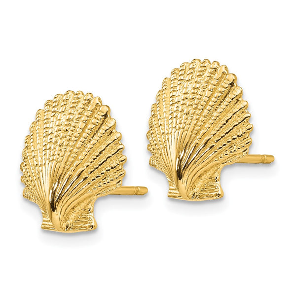 14K Gold Scallop Shell Stud Earrings - Style GR1-1005975