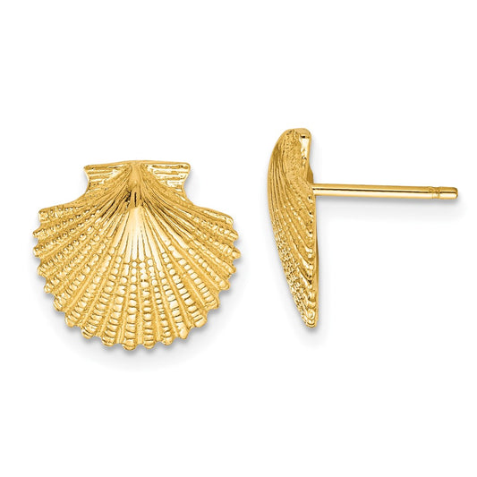 Exclusive 14K Gold Scallop Shell Stud Earrings - Stylish Luxury Jewelry