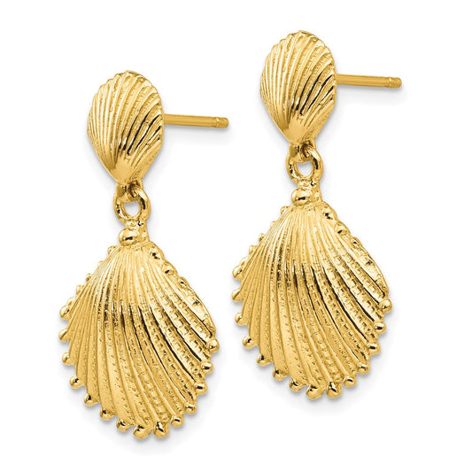 Shop 14K Gold Scallop Shell Drop Earrings - Stylish & Exclusive Design, 8g
