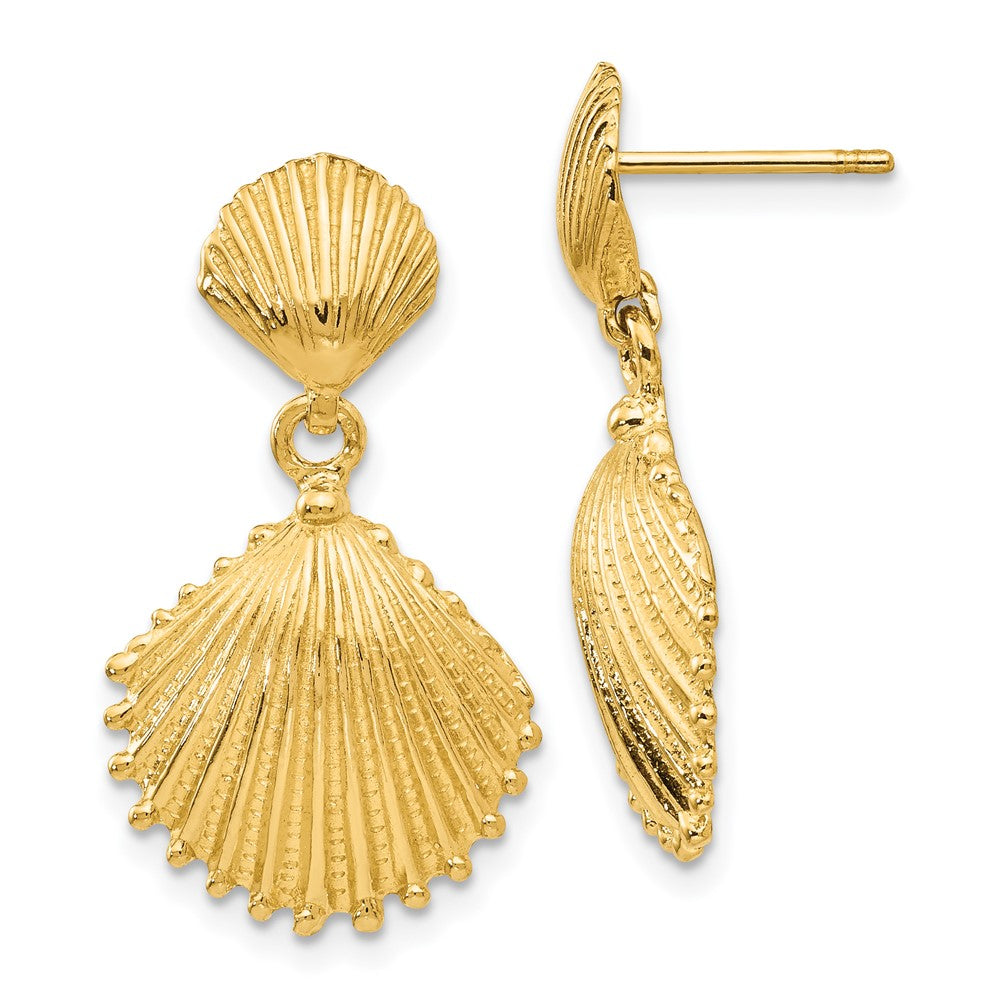 Shop 14K Gold Scallop Shell Drop Earrings - Stylish & Exclusive Design, 8g