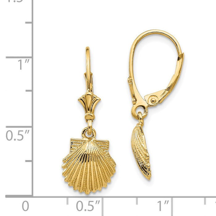 Designer 14K Gold Scallop Shell Leverback Earrings - Stylish & Affordable!-4