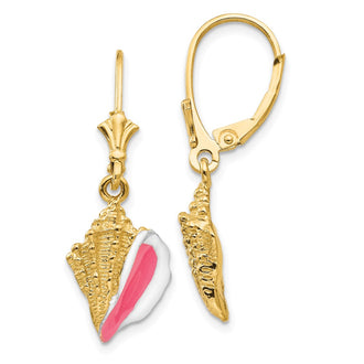 Exclusive 14K Gold Enameled Conch Shell Earrings - Stylish & Affordable Design