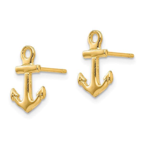 14K Gold Anchor Stud Earrings