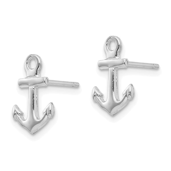 14K White Gold Anchor Stud Earrings