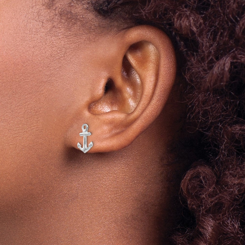 High-Quality 14K White Gold Anchor Stud Earrings - Stylish Value Accessory