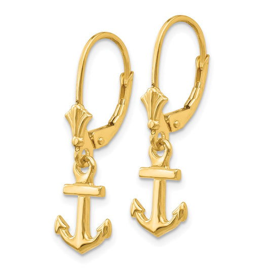 Exclusive 14K Gold Mini Anchor Leverback Earrings - Stylish & Affordable!