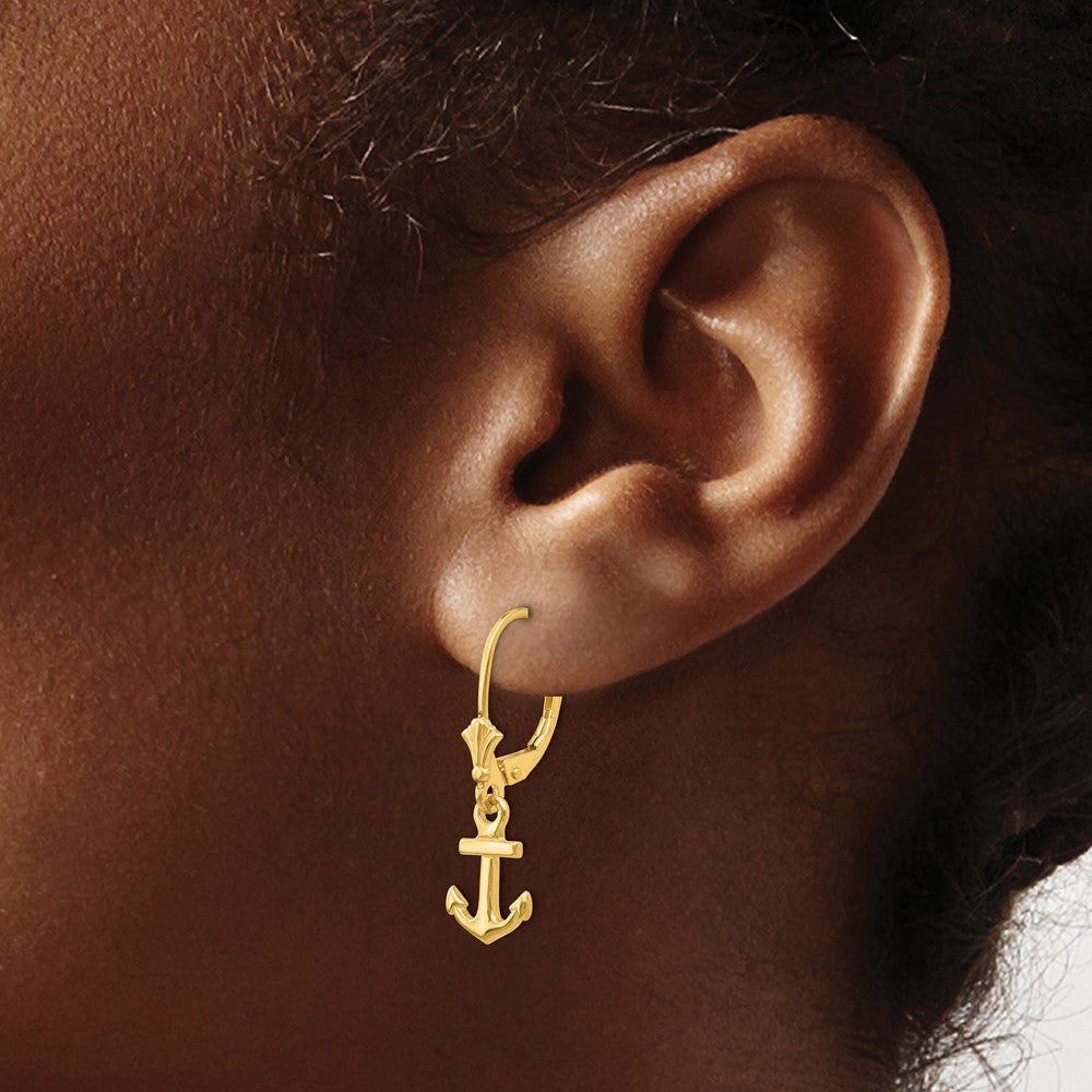 Exclusive 14K Gold Mini Anchor Leverback Earrings - Stylish & Affordable!