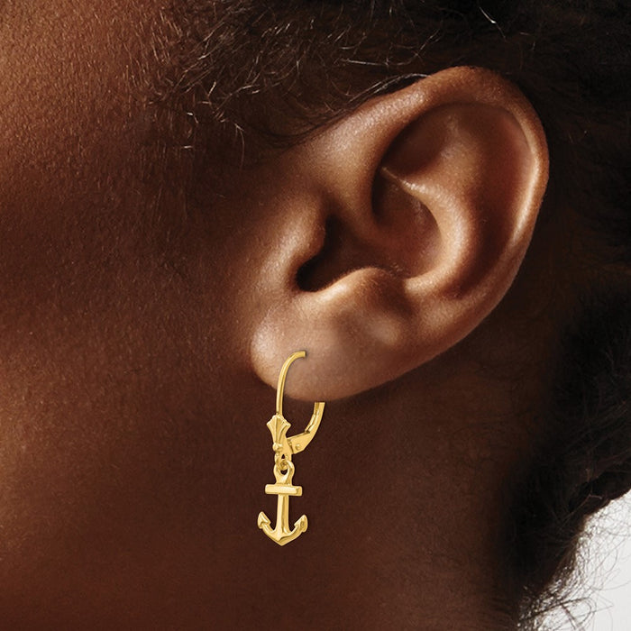 Exclusive 14K Gold Mini Anchor Leverback Earrings - Stylish & Affordable!-3