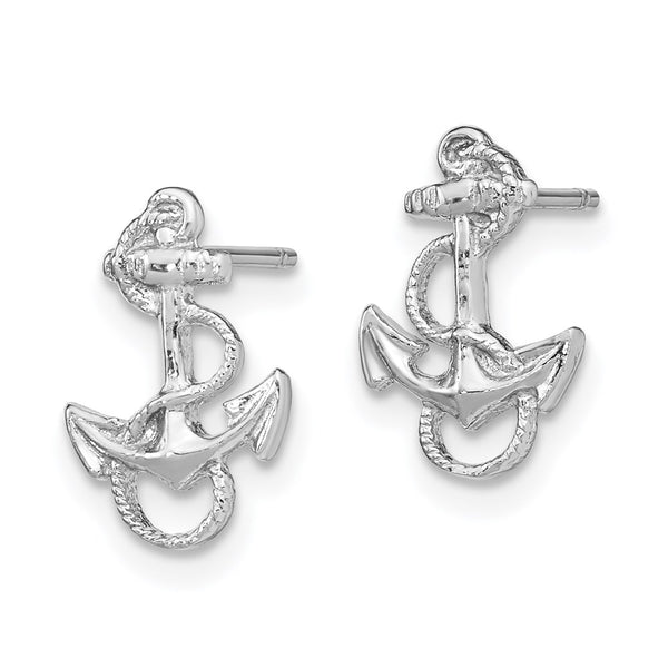 14K White Gold Anchor Post Earrings with Rope Detail, Add