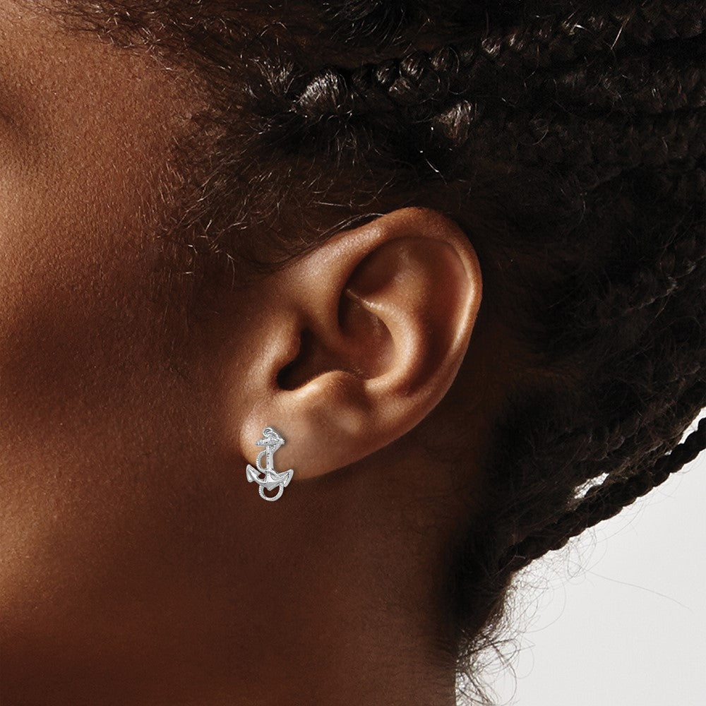 Shop Stylish 14K White Gold Anchor Post Earrings with Rope Detail, Value Add!