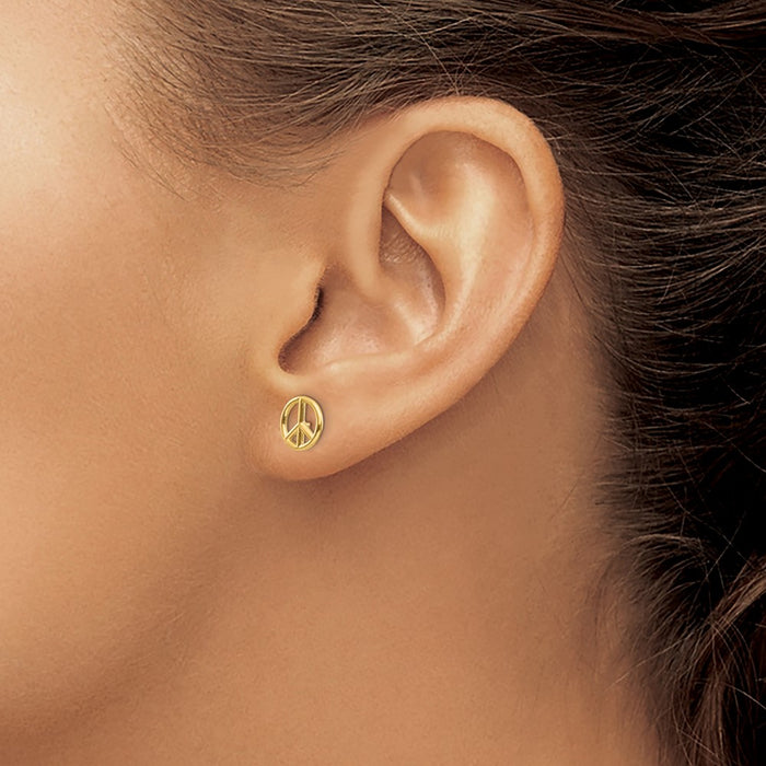 High-Quality 14K Gold Polished Peace Sign Stud Earrings | Affordable Luxury-3