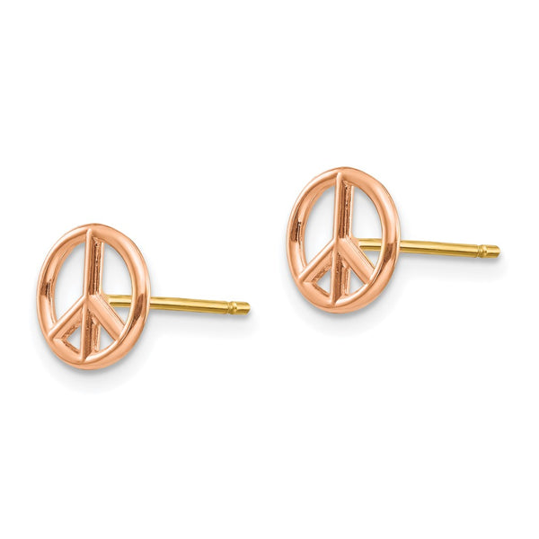14K Yellow & Rose Gold Peace Sign Stud Earrings