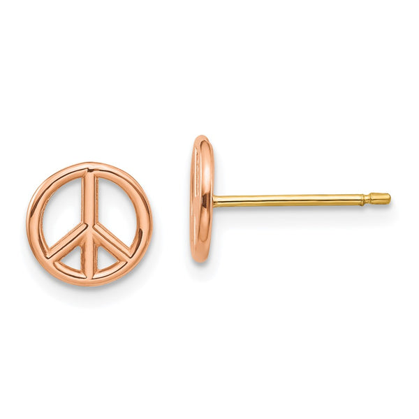 14K Yellow & Rose Gold Peace Sign Stud Earrings