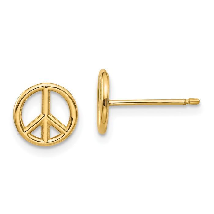 High-Quality 14K Gold Polished Peace Sign Stud Earrings | Affordable Luxury-1