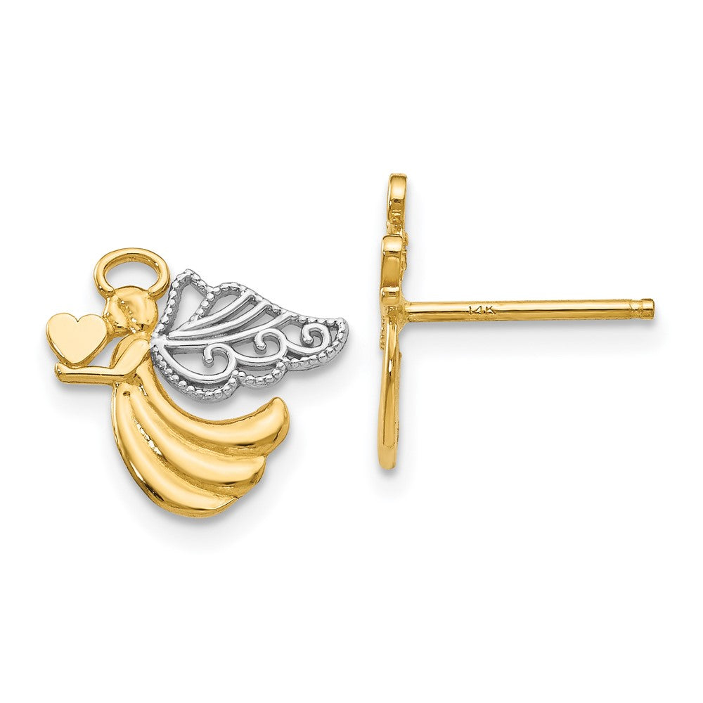 Shop 14K Gold & Rhodium Angel Heart Post Earrings - Stylish & Affordable Luxury!