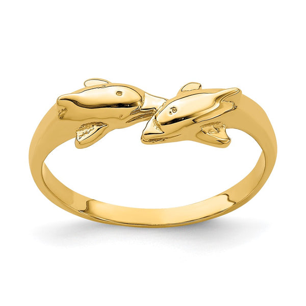 14K Gold Dolphin Embrace Ring