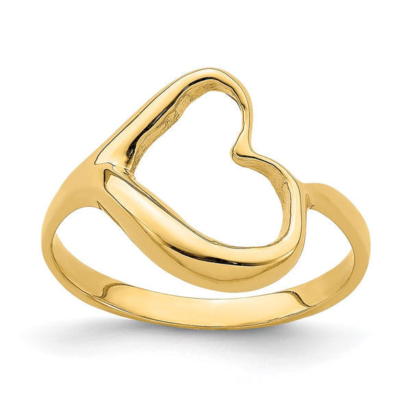 14K Gold Tilted Heart-Shaped Ring