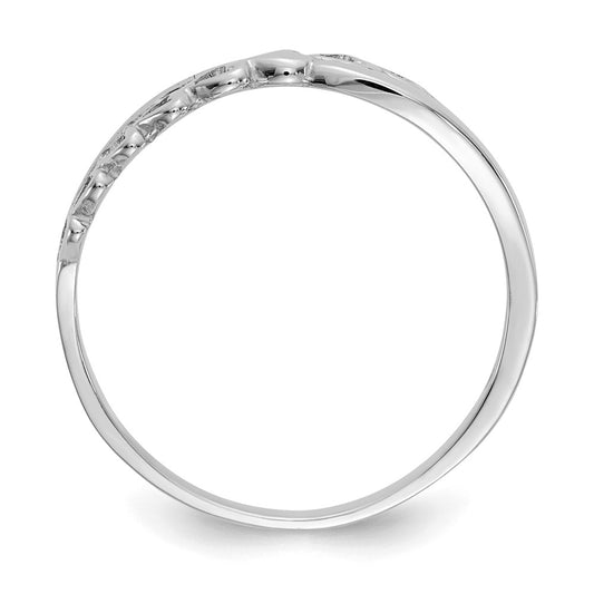 Buy Stylish 14K White Gold Polished Heart Criss-Cross Ring - Affordable Elegance