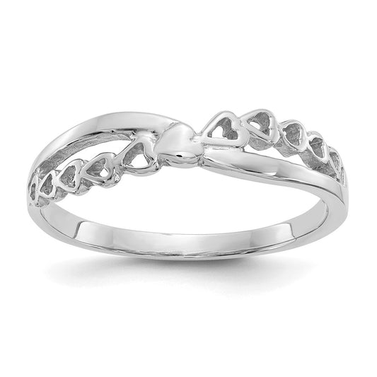 Buy Stylish 14K White Gold Polished Heart Criss-Cross Ring - Affordable Elegance