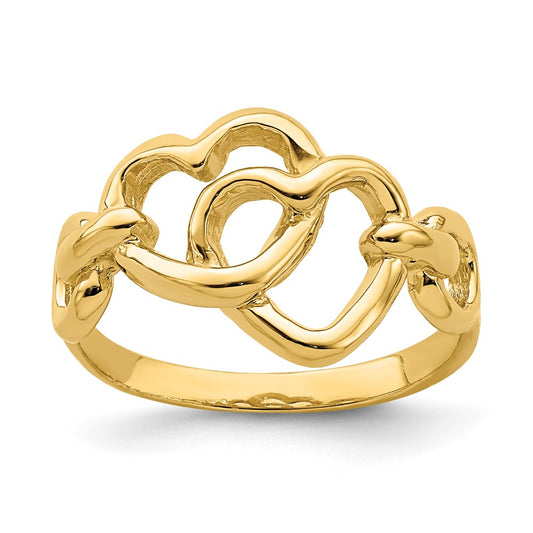 High-Quality 14K Double Heart Cut-Out Ring | Stylish & Affordable Jewelry