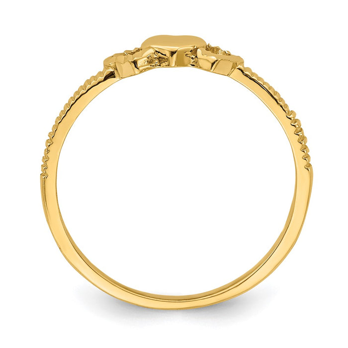Shop Exclusive 14K Gold Heart Ring with Diamond-Cut Accents - Stylish Choice-2