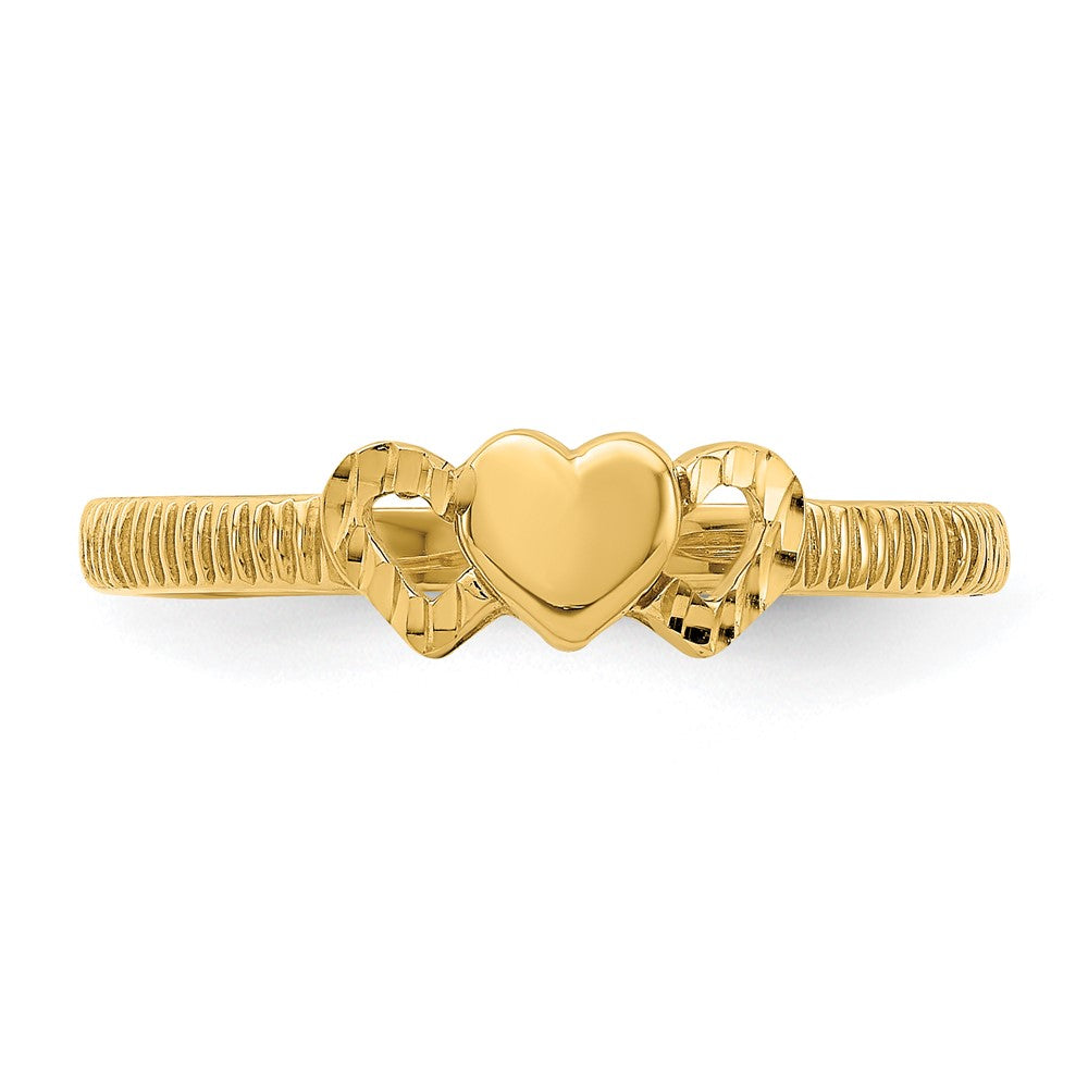 Shop Exclusive 14K Gold Heart Ring with Diamond-Cut Accents - Stylish Choice
