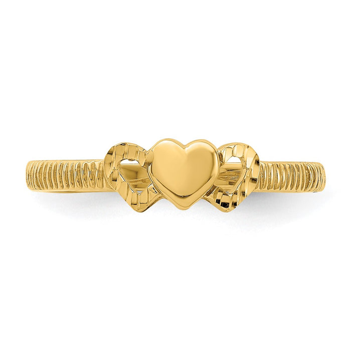 Shop Exclusive 14K Gold Heart Ring with Diamond-Cut Accents - Stylish Choice-4