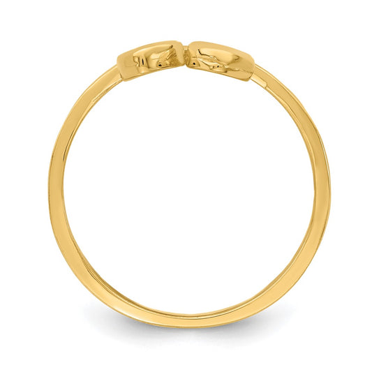 Exclusive 14K Double Heart Drop V-Shaped Ring | Stylish & Affordable Jewelry