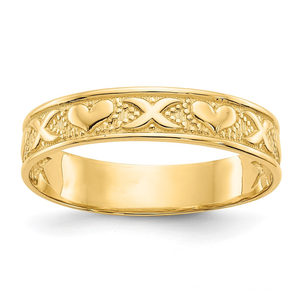 Buy Stylish 14K Polished X & Heart Design Ring - Affordable Luxury Jewelry