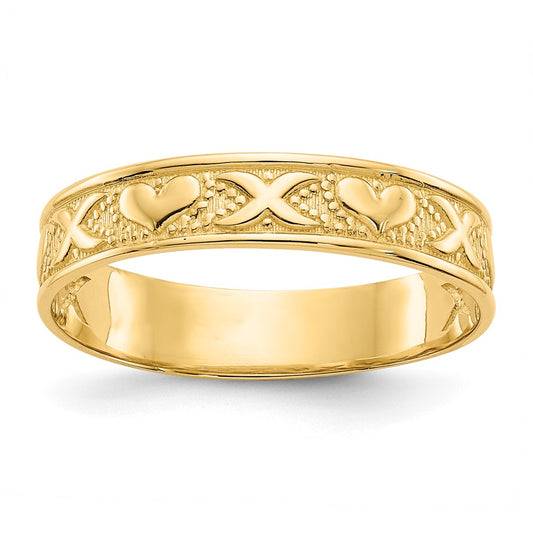 Buy Stylish 14K Polished X & Heart Design Ring - Affordable Luxury Jewelry