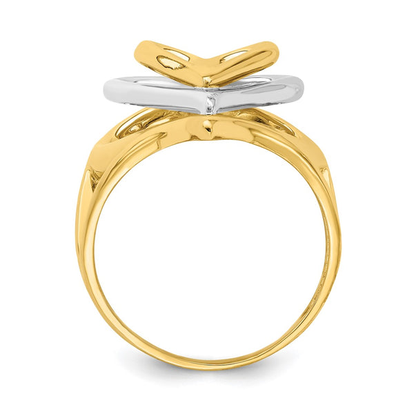 14K Two-Tone Triple Layer Heart Ring