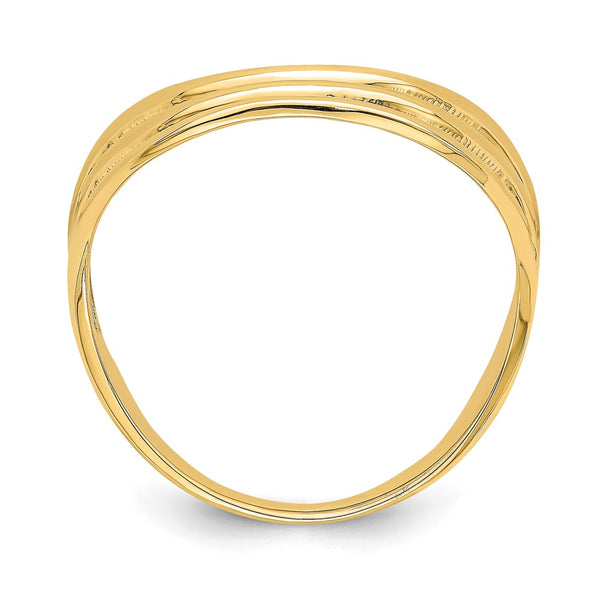 14K Gold Triple Wave Design Thumb Ring